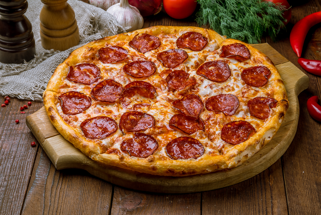 Pepperoni pizza on a plate